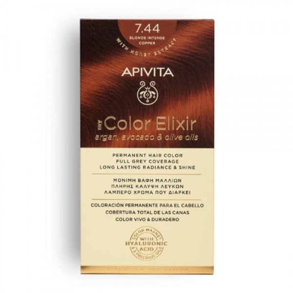 Apivita My Color Elixir Kit Βαφή Μαλλιών No 7.44 Ξανθό Έντονο Χάλκινο